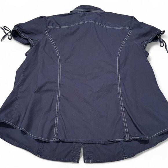 Tommy Hilfiger Women's Navy Short Sleeve Button Down Shirt - Size 18 - Picture 2 of 4